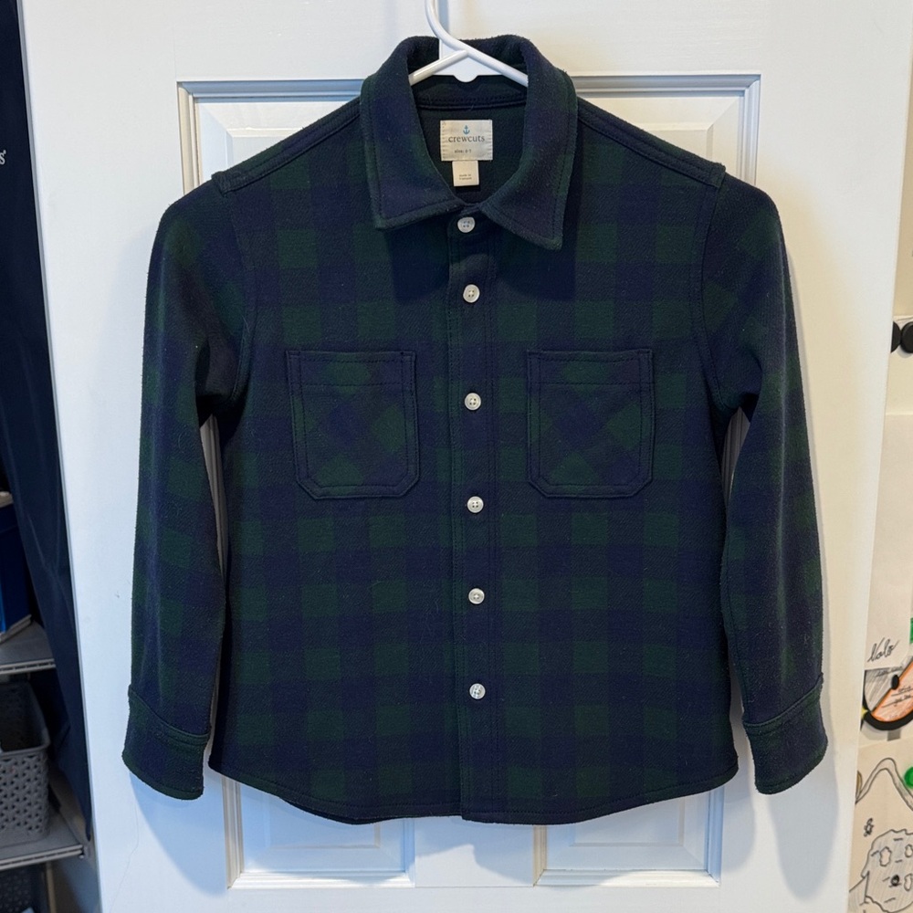 J. Crew Kids Cozy Green and Blue Plaid Button Down Shirt